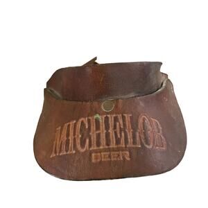 Vintage Michelob Beer Brown Leather Visor Hat Cap Advertising